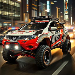 An adrenaline-pumping scene featuring a 2010 Nissan Murano Z51, masterfully customized in a race tuning style with a prominent Nismo livery