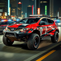 An adrenaline-pumping scene featuring a 2010 Nissan Murano Z51, masterfully customized in a race tuning style with a prominent Nismo livery