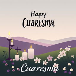 A tranquil and reflective depiction of Cuaresma, showcasing a serene landscape that embodies the spirit of this season