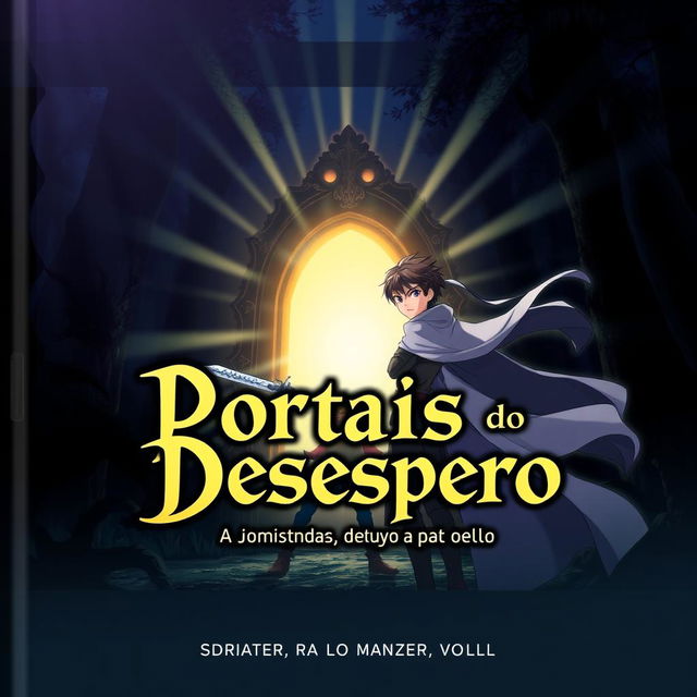 An anime-style cover for the title "Portais do Desespero: A Jornada de Takuya e Noelly"