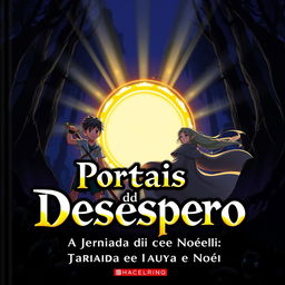 An anime-style cover for the title "Portais do Desespero: A Jornada de Takuya e Noelly"