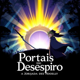 An anime-style cover for the title "Portais do Desespero: A Jornada de Takuya e Noelly"
