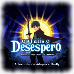 An anime-style cover for the title "Portais do Desespero: A Jornada de Takuya e Noelly"