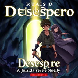 An anime-style cover for the title "Portais do Desespero: A Jornada de Takuya e Noelly"