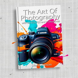 An engaging cover design for a photography book titled 'The Art of Photography with the Canon EOS R5 for Beginners and Professionals'