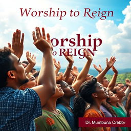 A vibrant and diverse scene depicting a multitude of multilingual people worshipping God with raised hands, some with tears in their eyes