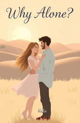 A book cover illustration for a novel titled 'Why Alone?' featuring a hopeful scene with one woman and one man in a serene setting