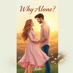 A realistic book cover illustration for a novel titled 'Why Alone?' showing a hopeful scene with one woman and one man