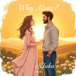 A realistic book cover illustration for a novel titled 'Why Alone?' showing a hopeful scene with one woman and one man