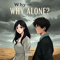 A novel cover for 'Why Alone?' featuring a realistic illustration of a woman and a man
