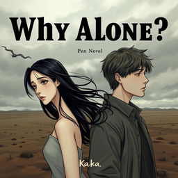 A novel cover for 'Why Alone?' featuring a realistic illustration of a woman and a man