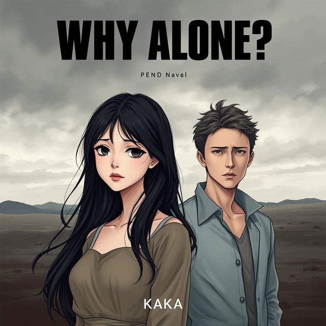 A novel cover for 'Why Alone?' featuring a realistic illustration of a woman and a man