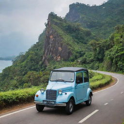 A compact, eco-friendly car from Sri Lanka, featuring traditional designs coupled with advanced technology and vibrant colors