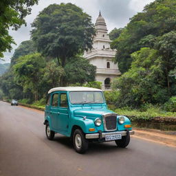 A compact, eco-friendly car from Sri Lanka, featuring traditional designs coupled with advanced technology and vibrant colors