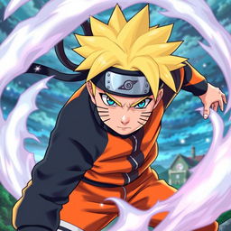 A dynamic illustration of Naruto Uzumaki, the iconic ninja from the anime series