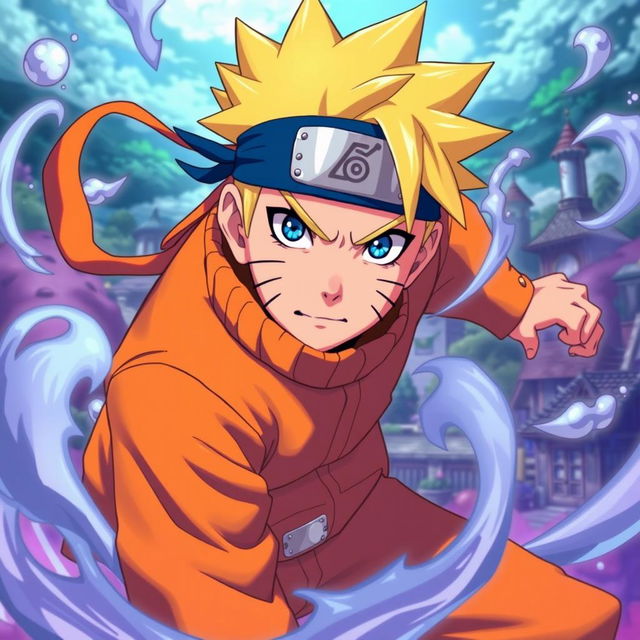 A dynamic illustration of Naruto Uzumaki, the iconic ninja from the anime series