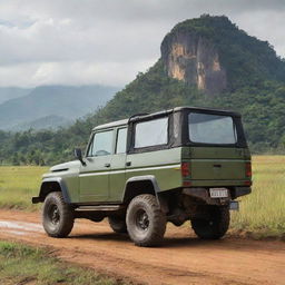 An off-road vehicle from Myanmar, showcasing a rugged, utilitarian design built for the country's diverse landscape