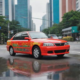 A modern Filipino car, reflecting the vibrant culture and tropical theme