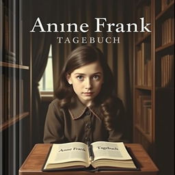 A book cover design featuring a Jewish teenage girl, around 15 years old, with long dark hair and deep expressive eyes, sitting alone in a secret room during World War II