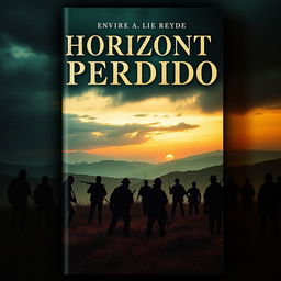 A captivating book cover for a novel titled 'Horizonte Perdido' that explores the themes of the Portuguese Colonial War