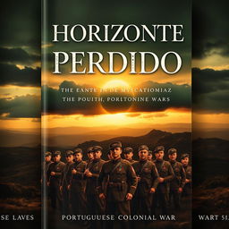 An intriguing book cover for 'Horizonte Perdido', focused on the Portuguese Colonial War