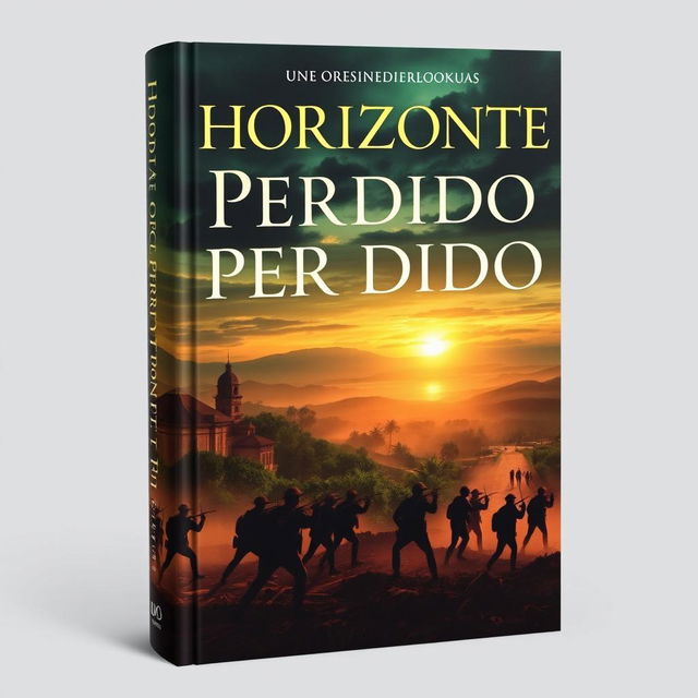 The cover of a book titled "Horizonte Perdido", depicting the themes of the Portuguese colonial war