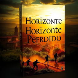 The cover of a book titled "Horizonte Perdido", depicting the themes of the Portuguese colonial war