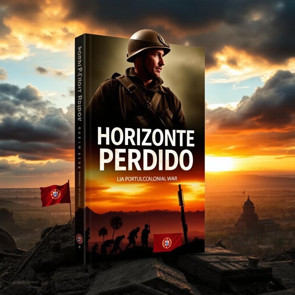 The cover of a book titled "Horizonte Perdido", focusing on the Portuguese colonial war