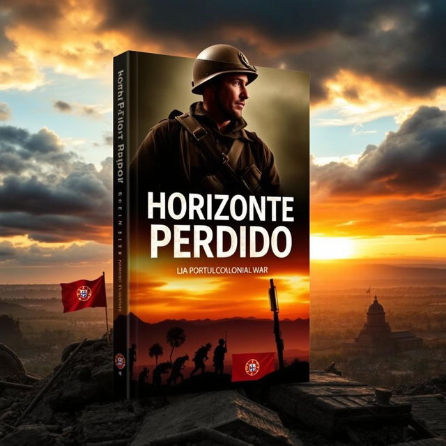 The cover of a book titled "Horizonte Perdido", focusing on the Portuguese colonial war