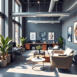 A modern office interior with sleek furniture and contemporary design elements