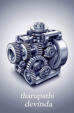 A detailed illustration of a gear box, showcasing various components such as gears, shafts, and housing