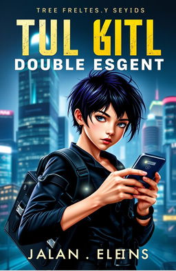 A captivating book cover featuring a young girl who is a skilled double agent