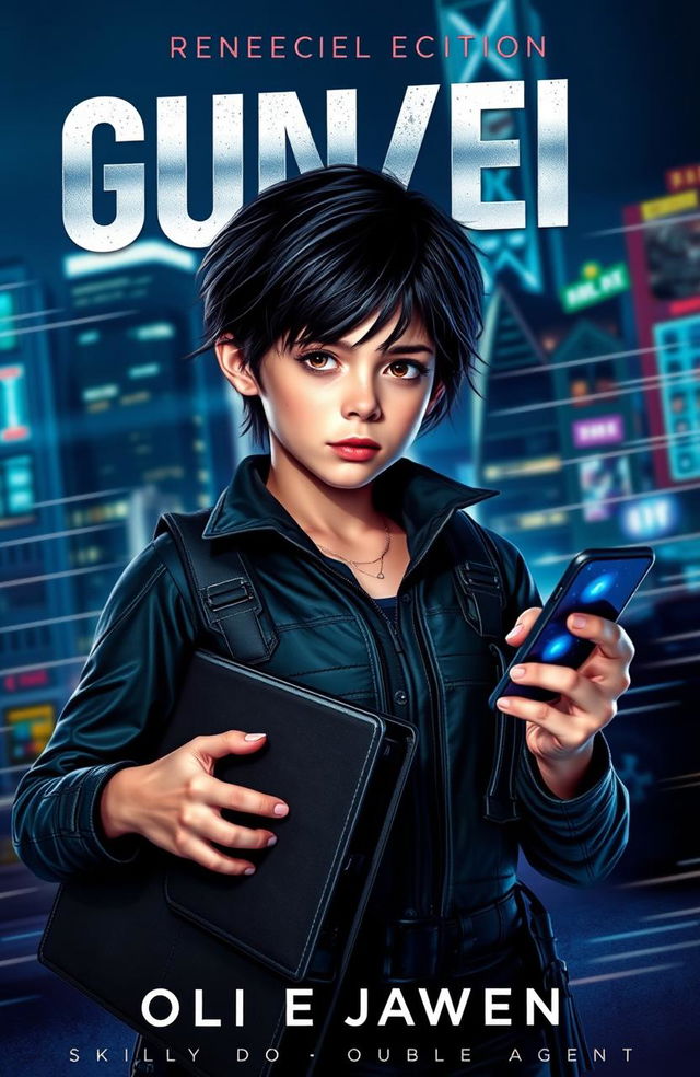 A captivating book cover featuring a young girl who is a skilled double agent