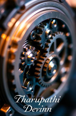 A close-up view of an intricate gear box, showcasing its inner workings such as gears, cogs, and mechanisms