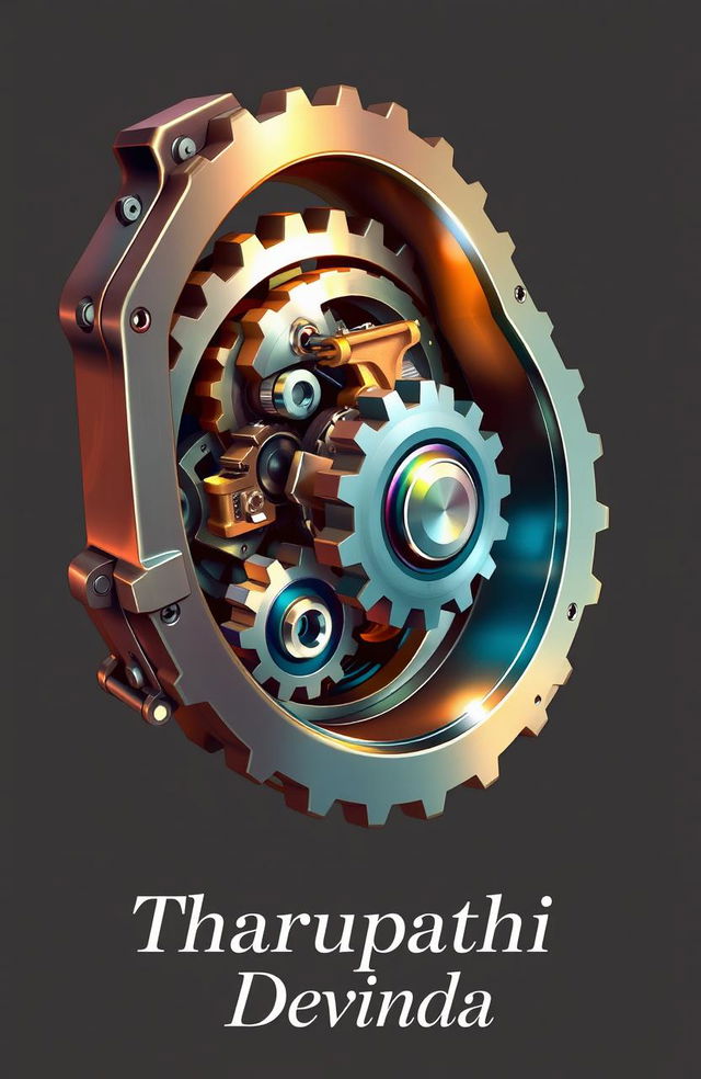 A detailed artistic illustration of a gear box, showcasing its internal mechanisms and gears in an intricate and visually engaging way