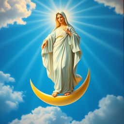 A stunning representation of the Immaculate Conception of Mother Mary, portrayed with radiance and grace