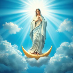 A stunning representation of the Immaculate Conception of Mother Mary, portrayed with radiance and grace