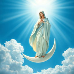 A stunning representation of the Immaculate Conception of Mother Mary, portrayed with radiance and grace