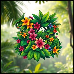 A vibrant logo design incorporating the numbers 12 and 3, styled with a jungle theme