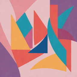 A composition of abstract shapes with a 7:4 aspect ratio, using a vibrant color palette