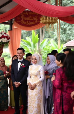 A vibrant wedding scene showcasing an endogamic marriage in Pamekasan, Indonesia