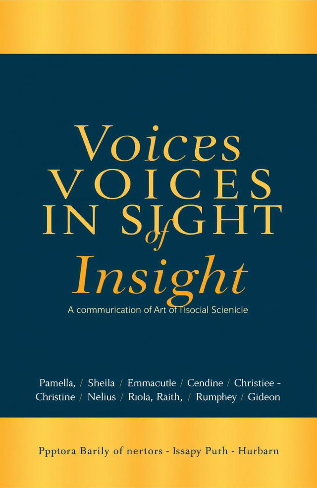 A book cover design featuring the title "Voices of Insight: A Communication Audit of the Faculty of Art Social Sciences" presented in an elegant, sophisticated font that conveys depth and significance