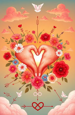 An artistic representation of love explained through various visual metaphors