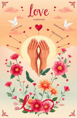 An artistic representation of love explained through various visual metaphors
