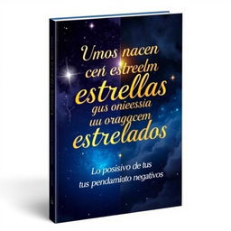 A captivating book cover design for a title 'Unos nacen con estrellas y otros nacen estrellados' with the subtitle 'Lo positivo de tus pensamientos negativos'