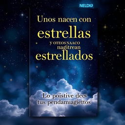A captivating book cover design featuring the title 'Unos nacen con estrellas y otros nacen estrellados' in elegant, bold typography at the top