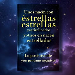 A captivating book cover design featuring the title 'Unos nacen con estrellas y otros nacen estrellados' in elegant, bold typography at the top