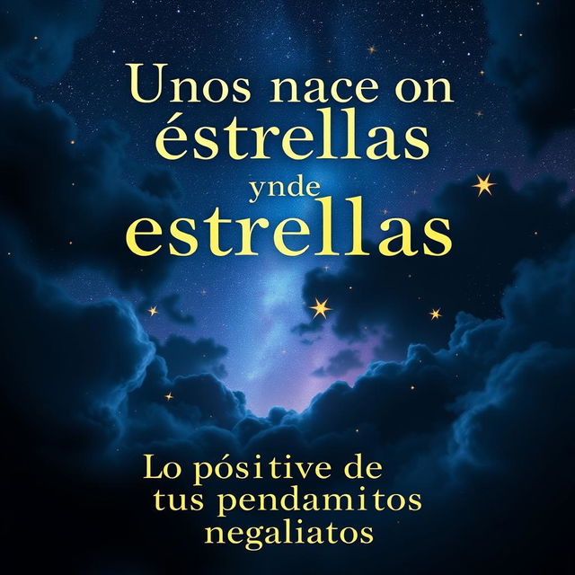 A captivating book cover design featuring the title 'Unos nacen con estrellas y otros nacen estrellados' in elegant, bold typography at the top