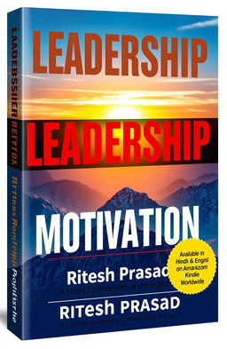A visually striking book cover for 'Leadership Motivation' featuring bold, modern typography for the title and subtitle, set against a dynamic background that symbolizes inspiration and leadership, such as a sunrise over a mountain range