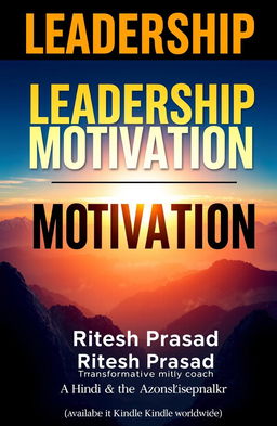 A visually striking book cover for 'Leadership Motivation' featuring bold, modern typography for the title and subtitle, set against a dynamic background that symbolizes inspiration and leadership, such as a sunrise over a mountain range